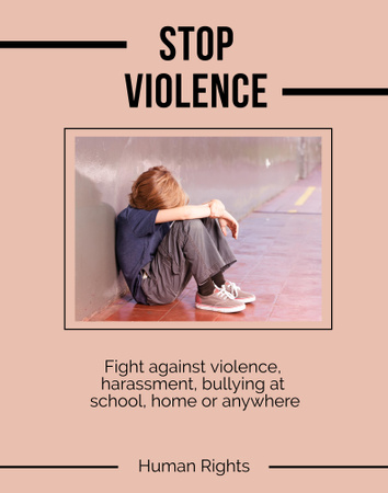 Stop Violence Children with Sad Boy Poster 22x28in Design Template
