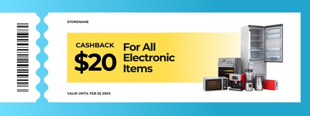 Template di design Cashback for All Electronic Items Coupon