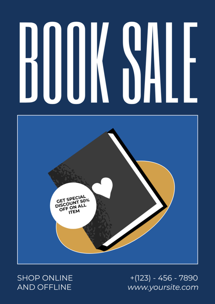 Book Special Sale Announcement in Blue Poster A3 Design Template