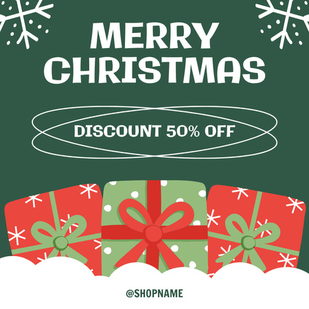 Christmas Sale Announcement with Picture of Gift Boxes Instagram Design Template