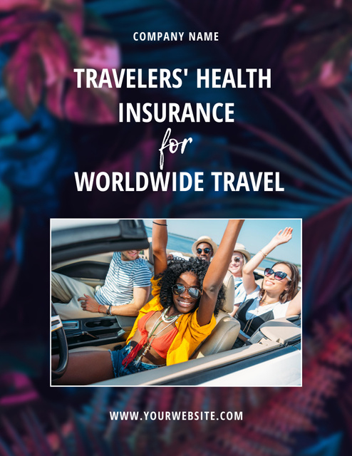 Health Insurance Coverage For Worldwide Travelers Flyer 8.5x11in Design Template