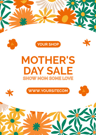 Mother's Day Holiday Sale with Bright Flowers Flayer Design Template