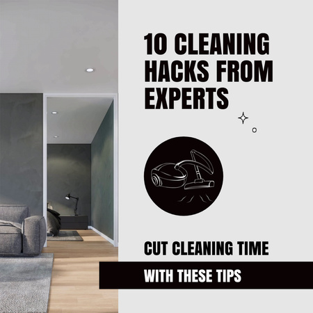 Set Of Professional And Quick Cleaning Tips Animated Post Design Template