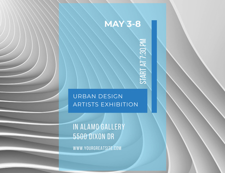 Ontwerpsjabloon van Invitation 13.9x10.7cm Horizontal van Urban Design Artists Exhibition Announcement