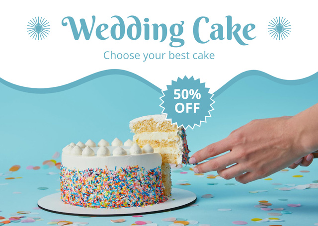 Ontwerpsjabloon van Card van Wedding Cake Discount