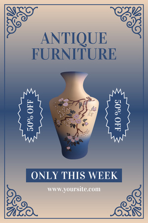 Template di design Vaso d'epoca storica a prezzo scontato questa settimana Pinterest
