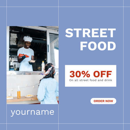 Plantilla de diseño de Oferta de descuento en comida callejera con cocinero Instagram 