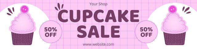 Sale of Sweet Tasty Cupcakes Twitterデザインテンプレート