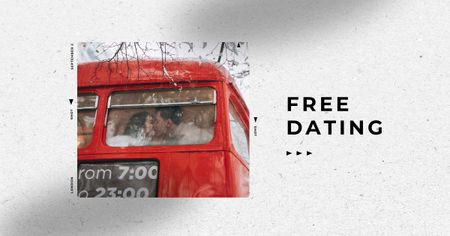 Speed Dating Ad with Lovers in Bus Facebook AD Design Template