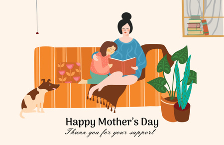 Designvorlage Glücklicher Muttertagsgruß für Thank You Card 5.5x8.5in
