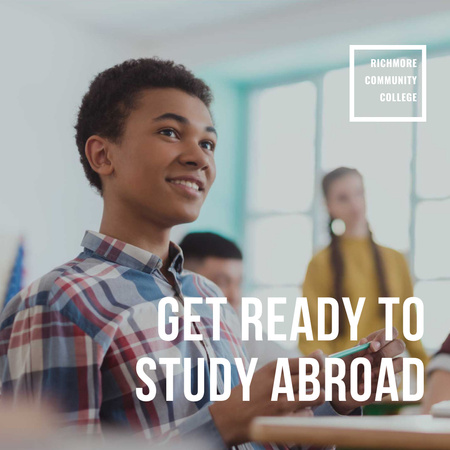 Abroad Education Program Students in Classroom Instagram Design Template