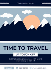 Travel Offer with Simple Illustration of Mountains