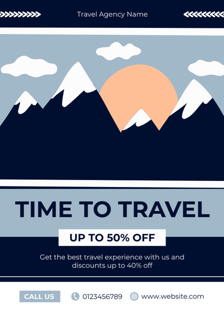 Travel Offer with Simple Illustration of Mountains Flayer tervezősablon
