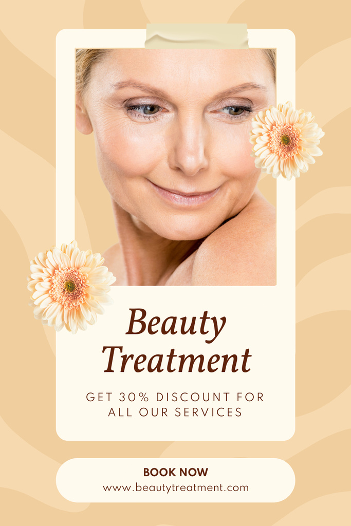 Age-Friendly Beauty Treatment With Discount Pinterestデザインテンプレート