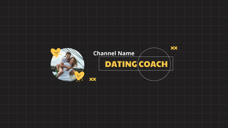 Designvorlage Kanal-Promo über Dating mit einem fröhlichen verliebten Paar für Youtube