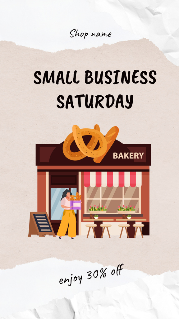 30% Discount for Small Business Shoppers on Saturday Instagram Story – шаблон для дизайну