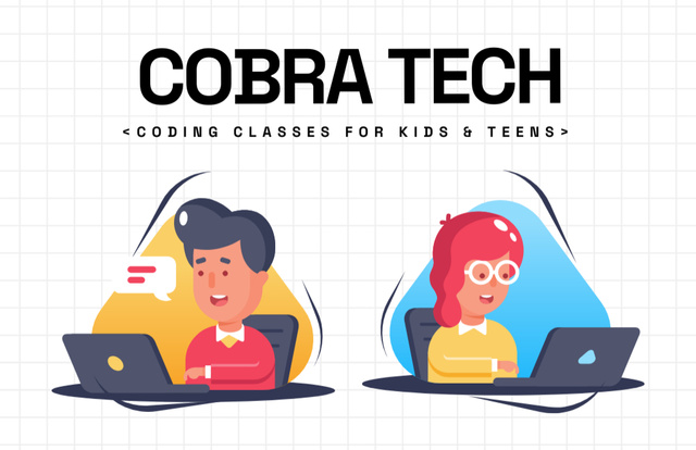 Coding Classes for Kids and Teens Business Card 85x55mm Šablona návrhu
