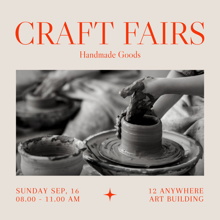 Designvorlage Handwerksmessen mit Ankündigung von handgemachter Keramik für Instagram