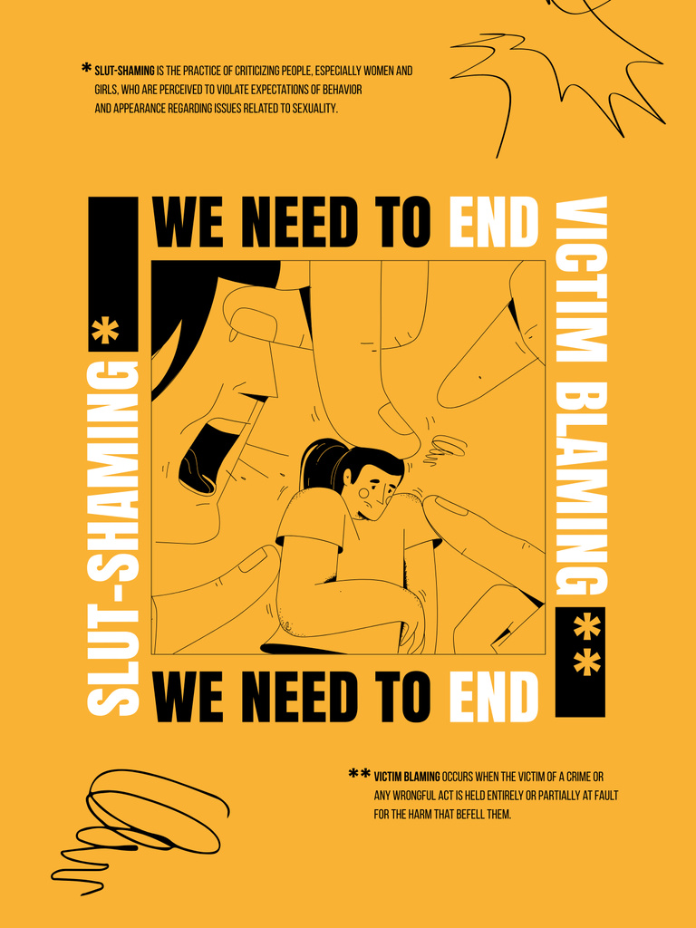 Protest against Slut-Shaming on Yellow Poster 36x48in Šablona návrhu