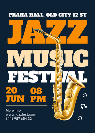Plantilla de diseño de Anuncio de evento del festival de música de jazz Flayer 