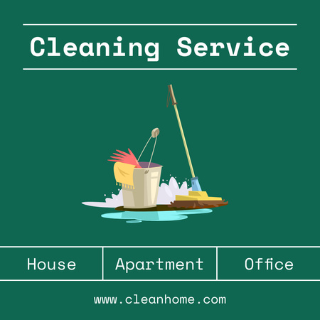 Plantilla de diseño de Oferta de servicios de limpieza confiables con trapeador y escoba Instagram 