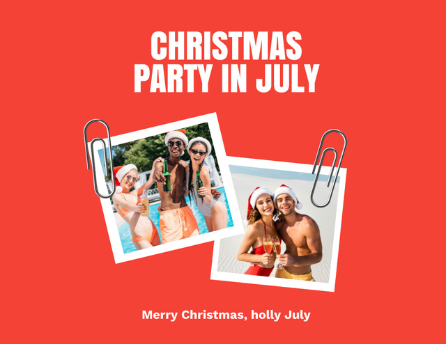 Platilla de diseño Youth Christmas Party in July with Cheerful Friends Flyer 8.5x11in Horizontal