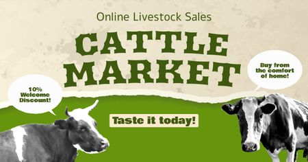 Designvorlage Viehverkauf auf dem Viehmarkt für Facebook AD
