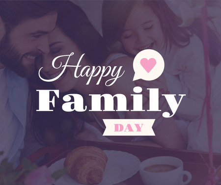 Parents with child on Family Day Facebook Design Template