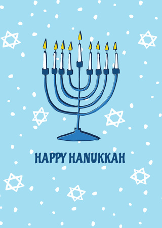 Happy Hanukkah Greeting with Candlestick Postcard A6 Vertical Šablona návrhu