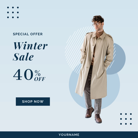 Men's Winter Coats Sale Instagram Design Template