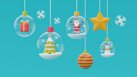 Festive Baubles With Santa For Christmas Zoom Background Design Template