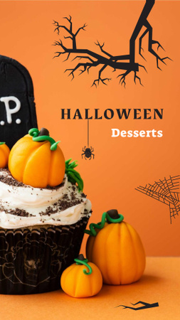 Halloween Desserts Offer with Pumpkin Cookies Instagram Story Modelo de Design