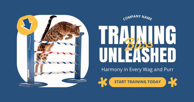 Template di design Cats Training Service Alert on Blue Facebook AD