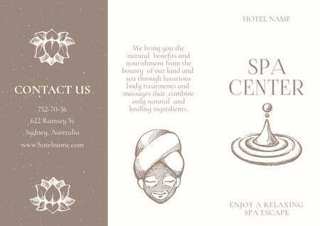 Designvorlage Angebot von Dienstleistungen des Spa-Zentrums im Hotel für Brochure