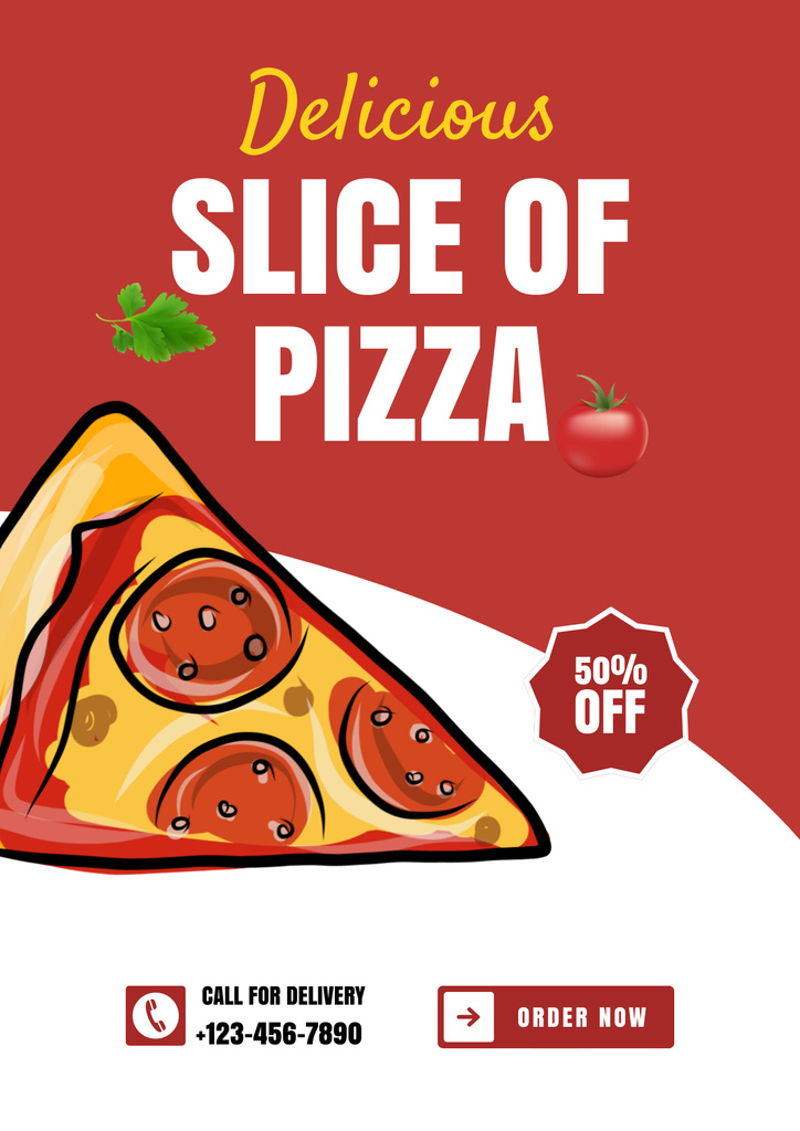 Offer Discounts on Slice Pizza Poster Tasarım Şablonu