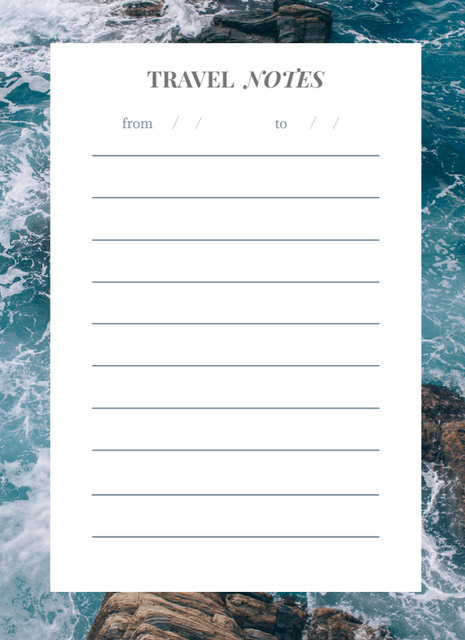 Travel Planner with Raging Waves Notepad 4x5.5in Design Template
