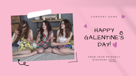 Besties Having Fun In Galentine`s Day With Sale Full HD video Design Template