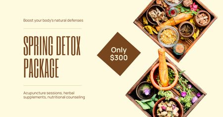 Wide-range Of Spices And Herbs In Spring Package Detox Facebook AD Design Template