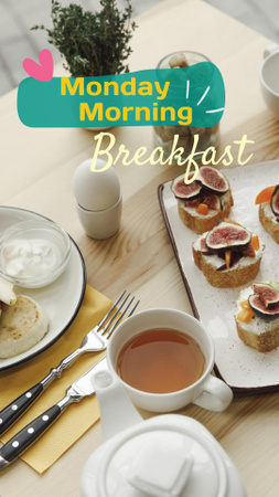 Designvorlage leckeres frühstück auf dem tisch für Instagram Story
