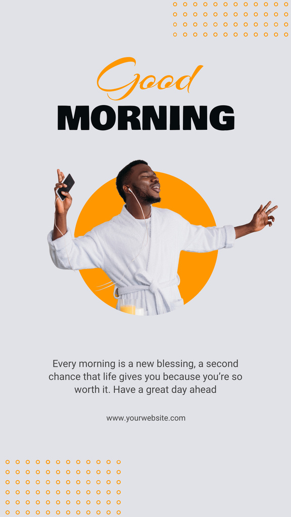 Template di design Morning Greeting with Happy Man Instagram Story
