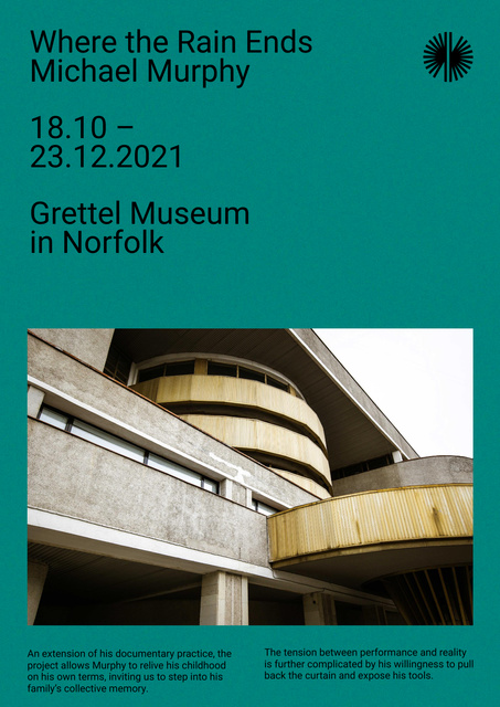 Art Exhibition Invitation with Modernist Building Poster Modelo de Design