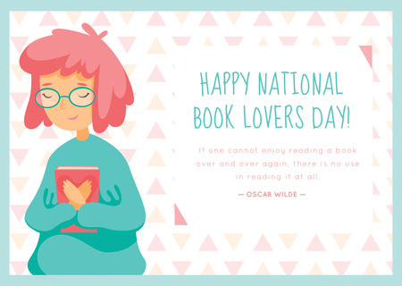 National Book Lovers Day Greeting Card Postcard Design Template
