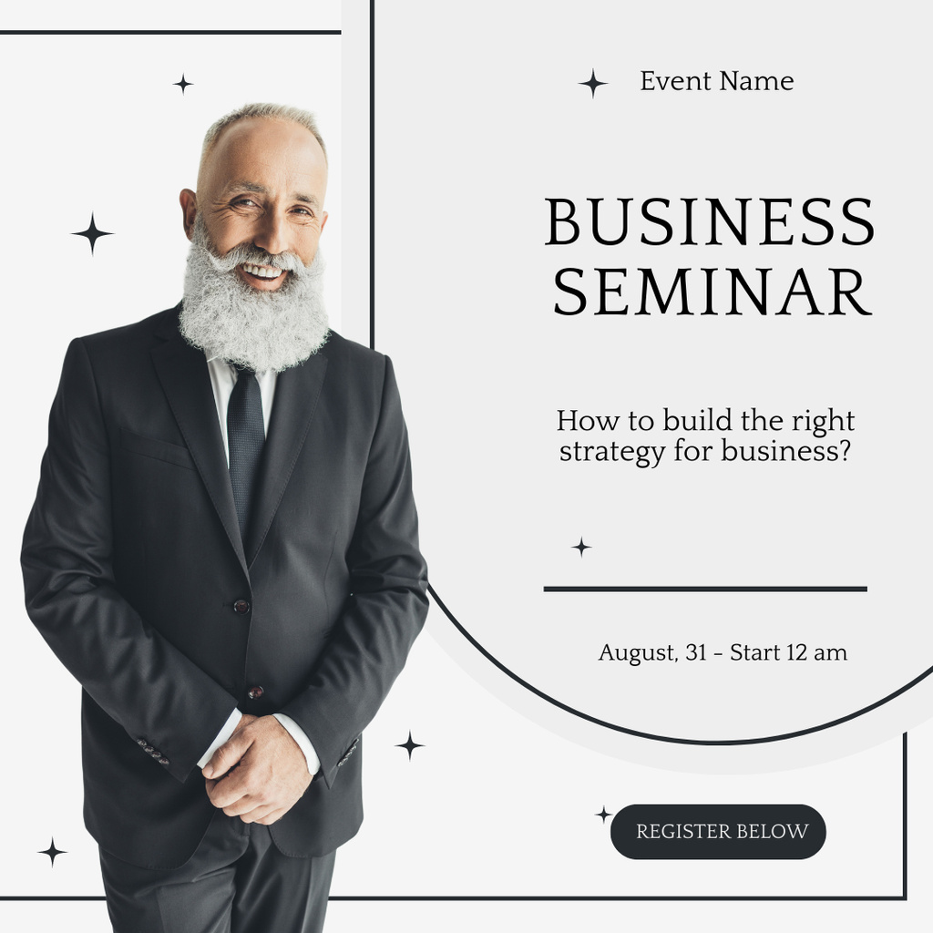 Business Seminar About Strategies Announcement Instagramデザインテンプレート