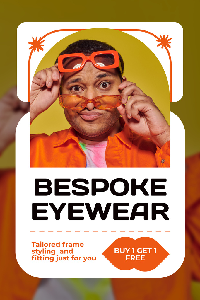 Designvorlage Funny Man Trying on Sunglasses für Pinterest