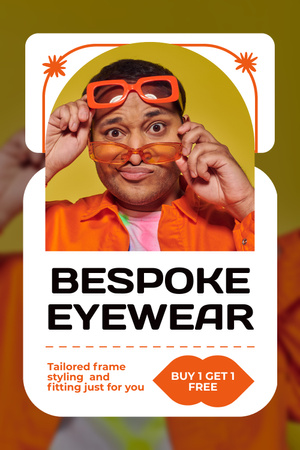 Забавный мужчина примеряет солнцезащитные очки Pinterest – шаблон для дизайна