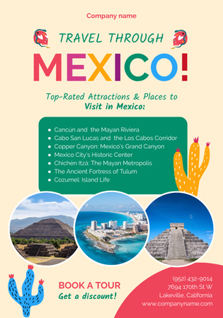 Designvorlage Travel Tour to Mexico für Poster 28x40in