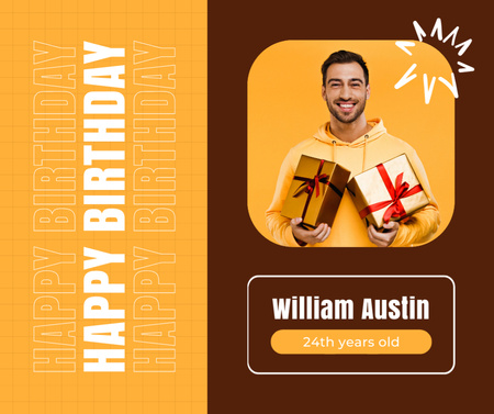 Platilla de diseño Happy Birthday for Young Man with Gifts Facebook