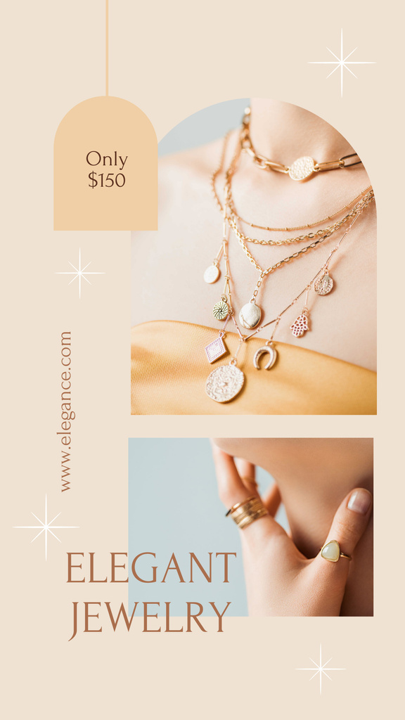Designvorlage Gold Elegant Jewelry on Woman's Neck für Instagram Story