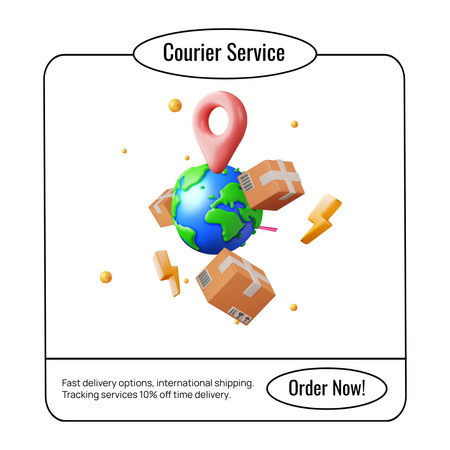 Global Courier Services Promotion Animated Post Design Template