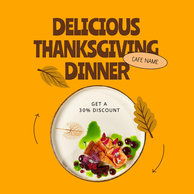 Delicious Thanksgiving Dinner Announcement Instagramデザインテンプレート